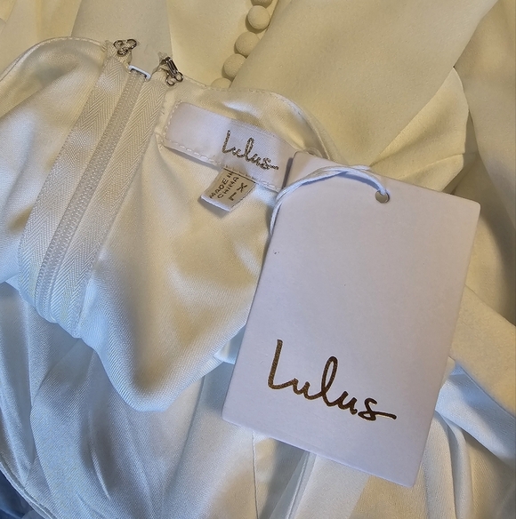 Lulus Splendid Love White Bustier Tie-Strap Button-Back Mermaid Bridal Maxi, XL - Picture 11 of 11